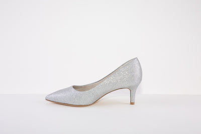 TAMRIS 22414-919 GLITZ  KITTEN HEEL COURT SHOE - SILVER