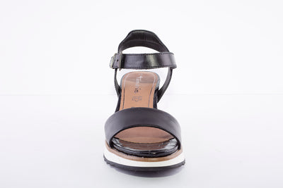 TAMARIS - MEDIUM WEDGE SANDAL - BLACK LEATHER