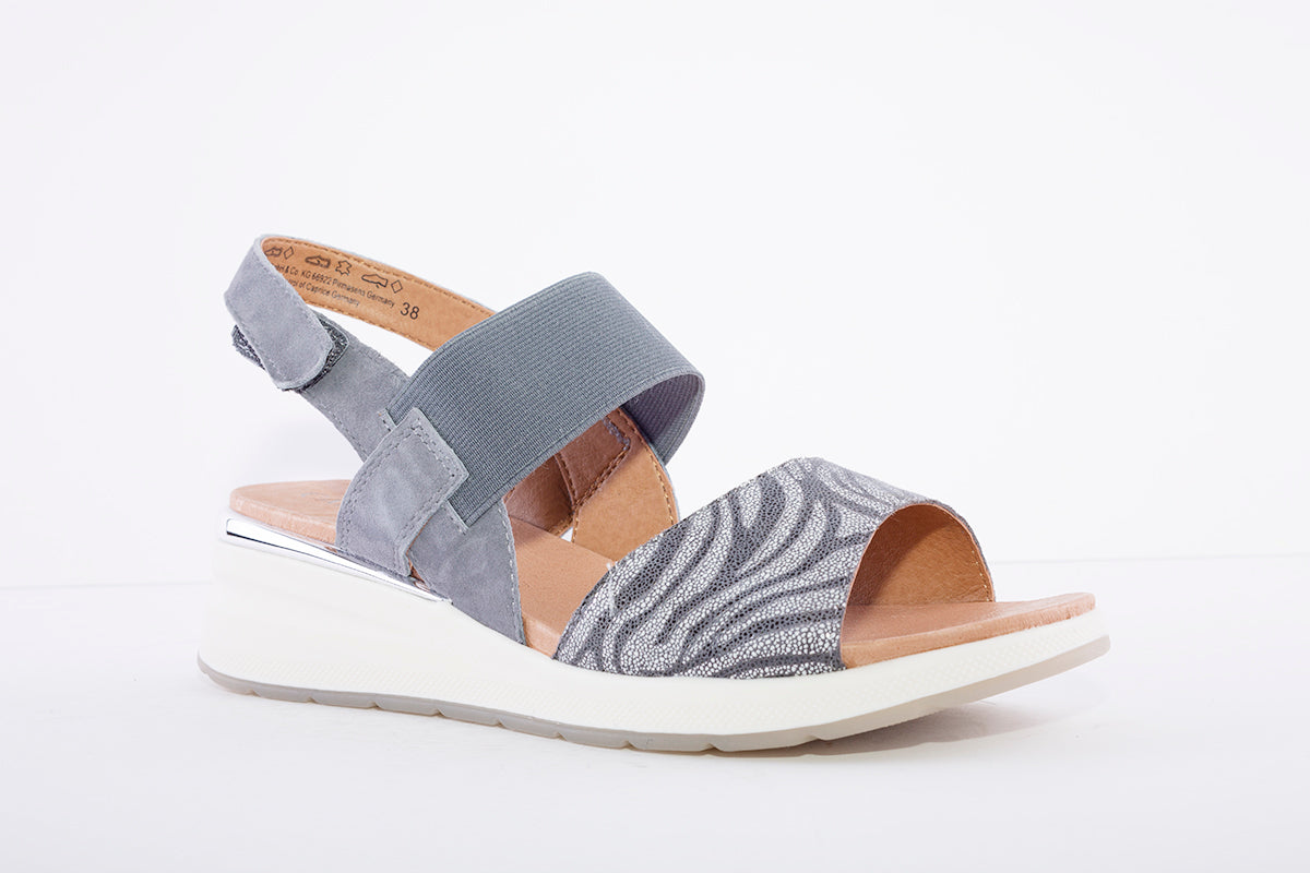 CAPRICE - LOW WEDGE SLING BACK SANDAL - JEANS COMBI