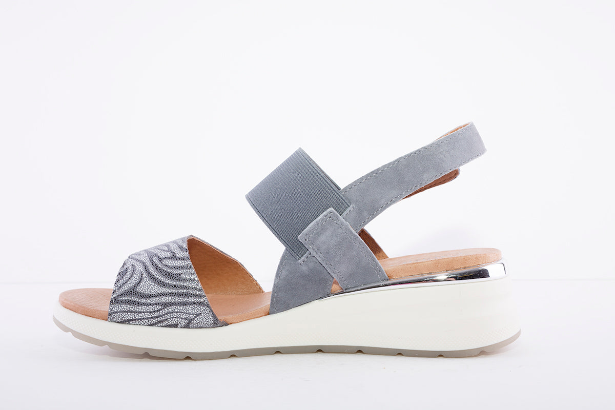 CAPRICE - LOW WEDGE SLING BACK SANDAL - JEANS COMBI
