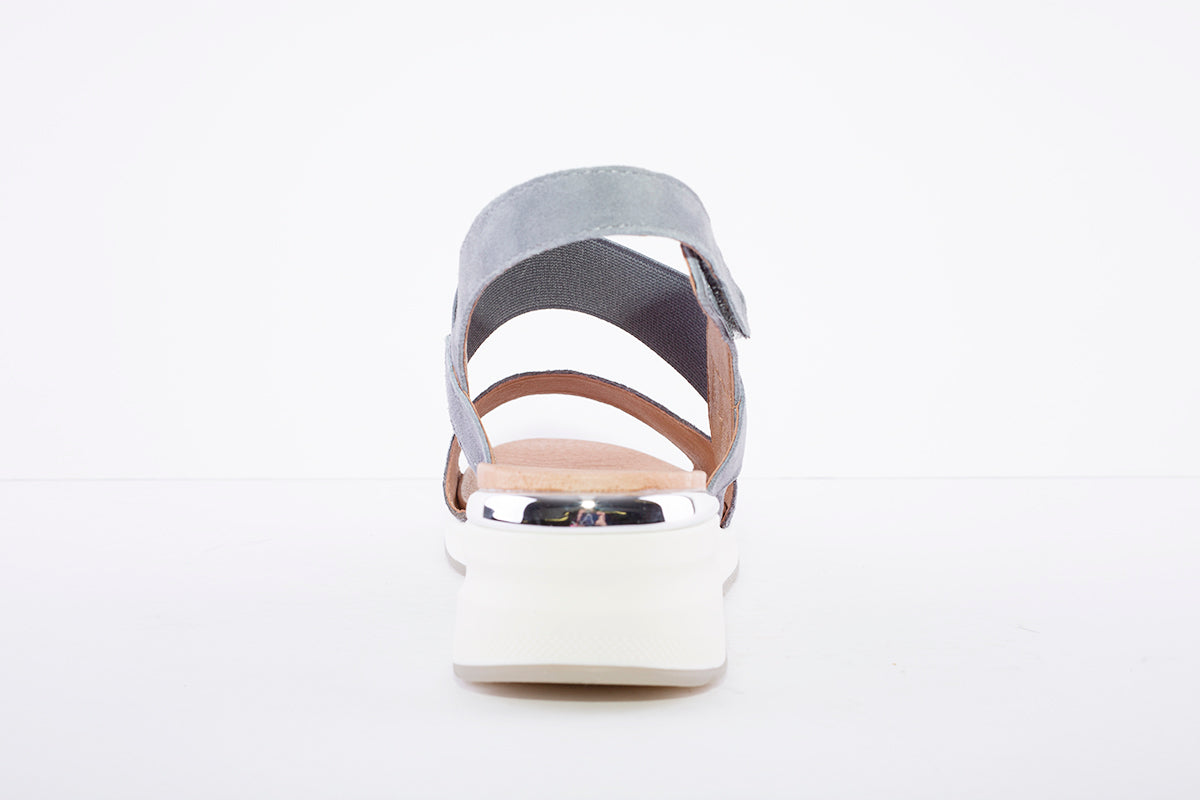 CAPRICE - LOW WEDGE SLING BACK SANDAL - JEANS COMBI