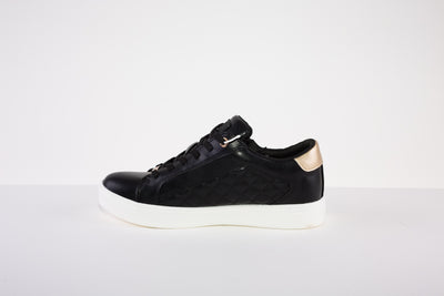 XTI 140125 ZIP/LACE FLAT SHOE - BLACK/GOLD