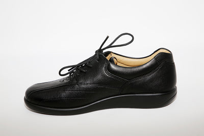 HOTTER - Tone Black Leather Laced Shoe