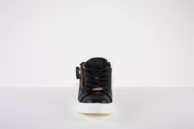 XTI 140125 ZIP/LACE FLAT SHOE - BLACK/GOLD