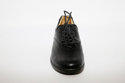 HOTTER - Tone Black Leather Lace Shoe