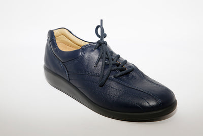 HOTTER - Tone Navy Leather lace Shoe