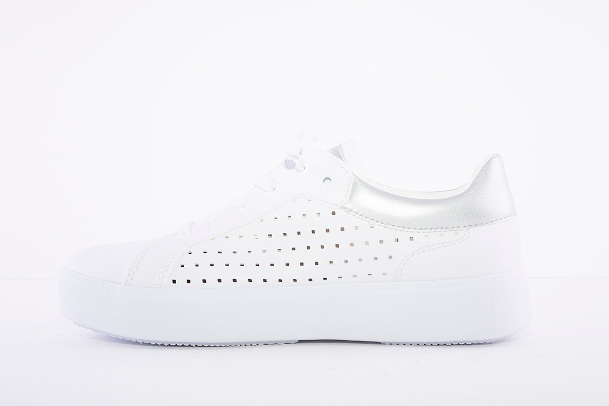 BUGATTI - FLAT LACED FASHION SHOE - WHITE