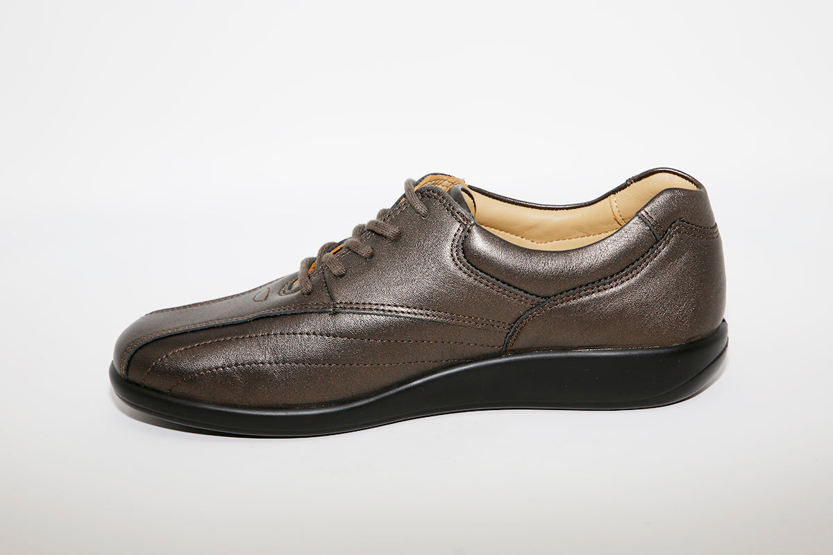 HOTTER - Tone Pewter Leather Laced Shoe
