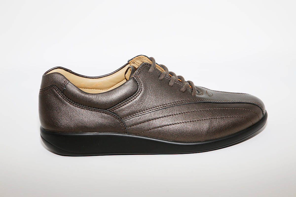 HOTTER - Tone Pewter Leather Laced Shoe