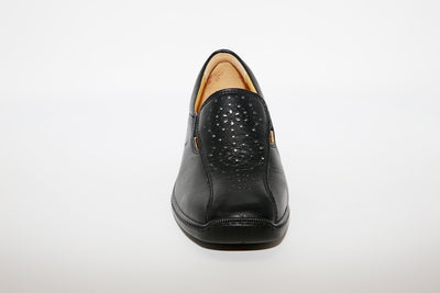 HOTTER - Calypso Black Leather Slip On Shoe