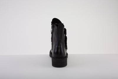 MARCO TOZZI 25400-002  TRIPLE BUCKLE ZIP ANKLE BOOT - BLACK