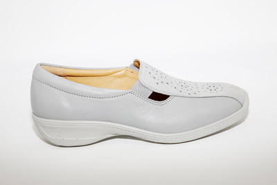 HOTTER - Calypso Grey Leather Slip On Shoe