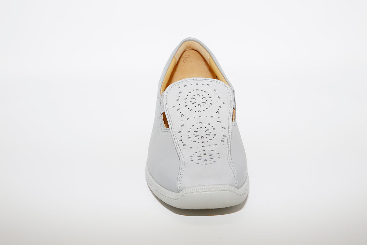 HOTTER - Calypso Grey Leather Slip On Shoe