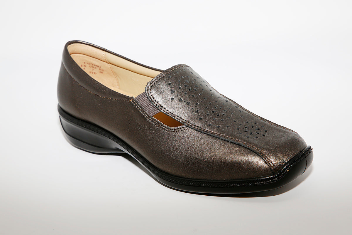 HOTTER - Calypso Pewter Leather Slip On Shoe