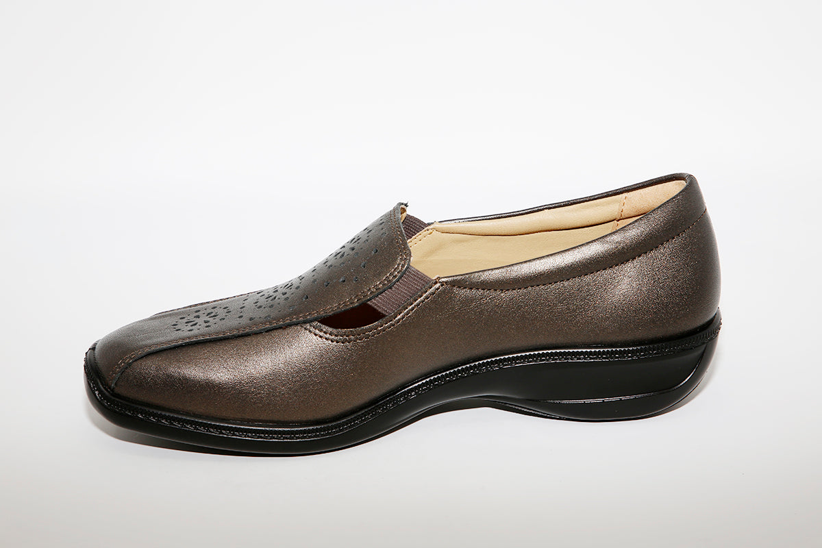 HOTTER - Calypso Pewter Leather Slip On Shoe