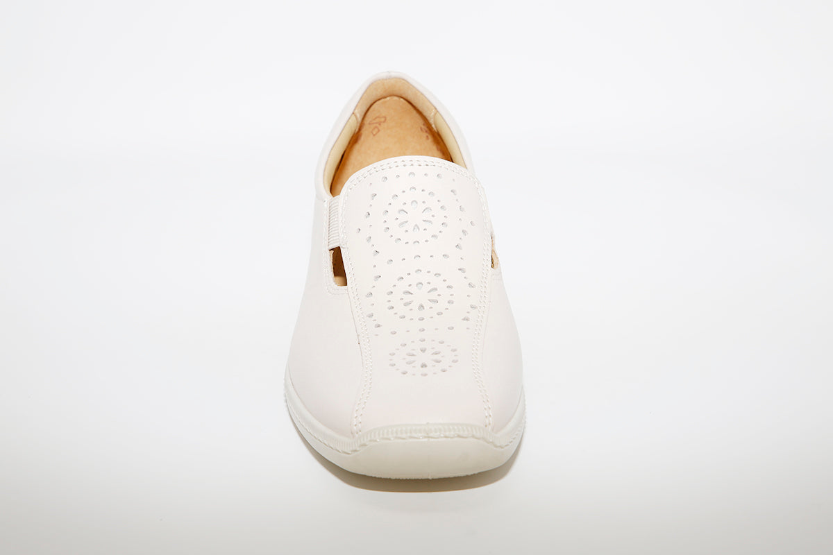 HOTTER - Calypso Beige Leather Slip On Shoe