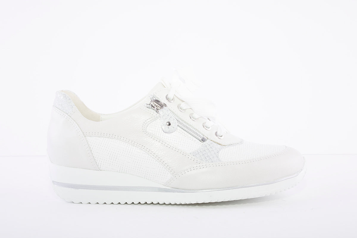 WALDLAUFER - HIMONA LACED SHOE - WHITE/SILVER