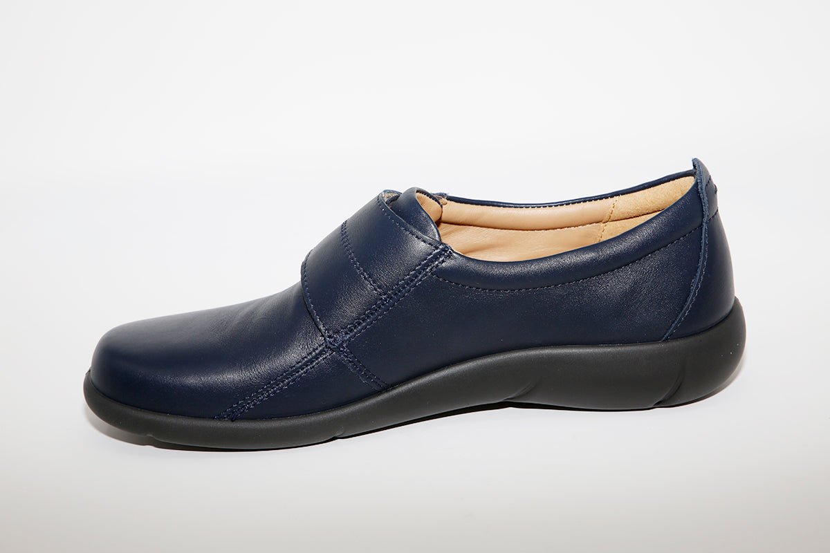 HOTTER - Sugar Navy Leather Velcro Shoe