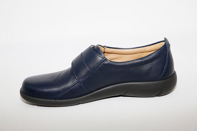 HOTTER - Sugar Navy Leather Velcro Shoe