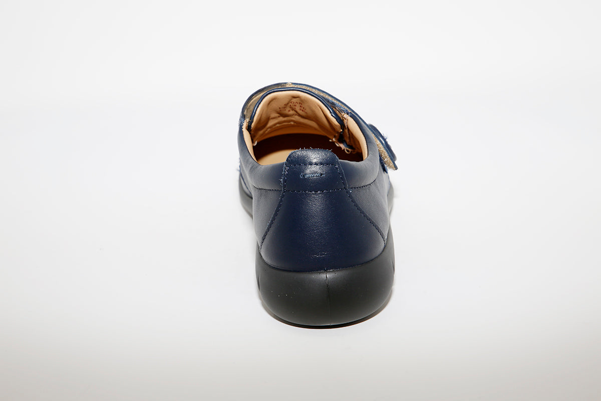 HOTTER - Sugar Navy Leather Velcro Shoe