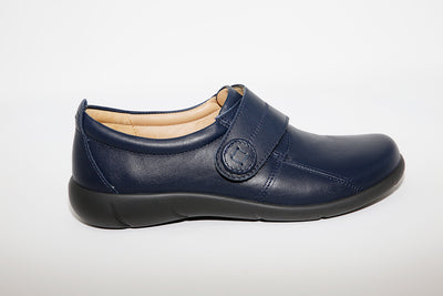 HOTTER - Sugar Navy Leather Velcro Shoe