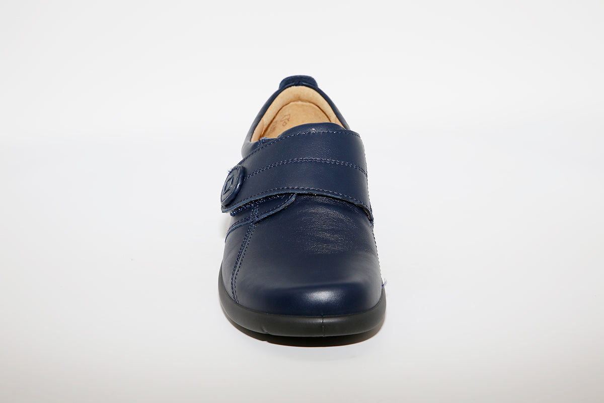 HOTTER - Sugar Navy Leather Velcro Shoe