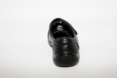 HOTTER - Leap Black Leather Double Velcro Shoe