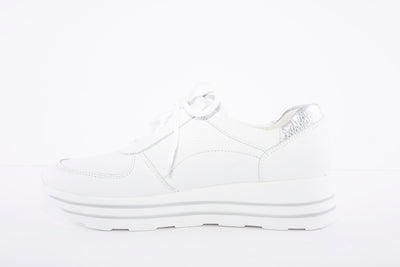 WALDLAUFER - 758009 LANA - LACED WEDGE COMFORT SHOE - WHITE/SILVER