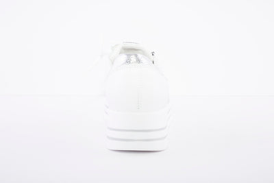 WALDLAUFER - 758009 LANA - LACED WEDGE COMFORT SHOE - WHITE/SILVER