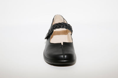 HOTTER - Shake Black Leather Velcro Comfort Shoe