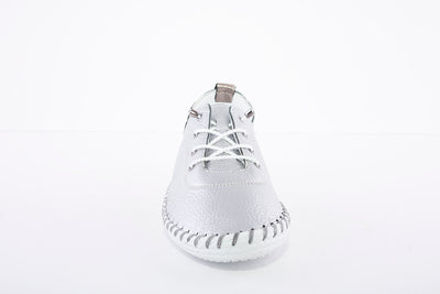 LUNAR - FLE030 St Ives Leather Plimsoll Silver