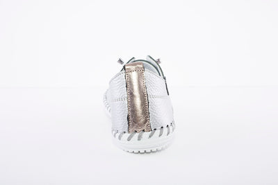 LUNAR - FLE030 St Ives Leather Plimsoll Silver