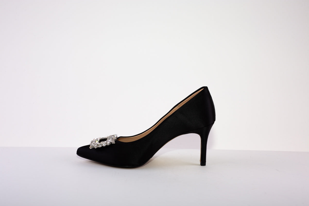 MARIAN 2514 HIGH HEEL DRESSY COURT SHOE - BLACK SATIN