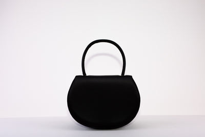 MARIAN SMALL HANDLE HALF CIRCLE SHAPED BAG - BLACK SATIN