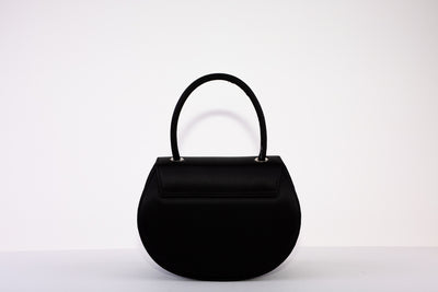 MARIAN SMALL HANDLE HALF CIRCLE SHAPED BAG - BLACK SATIN