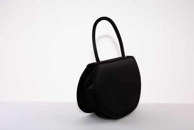 MARIAN SMALL HANDLE HALF CIRCLE SHAPED BAG - BLACK SATIN
