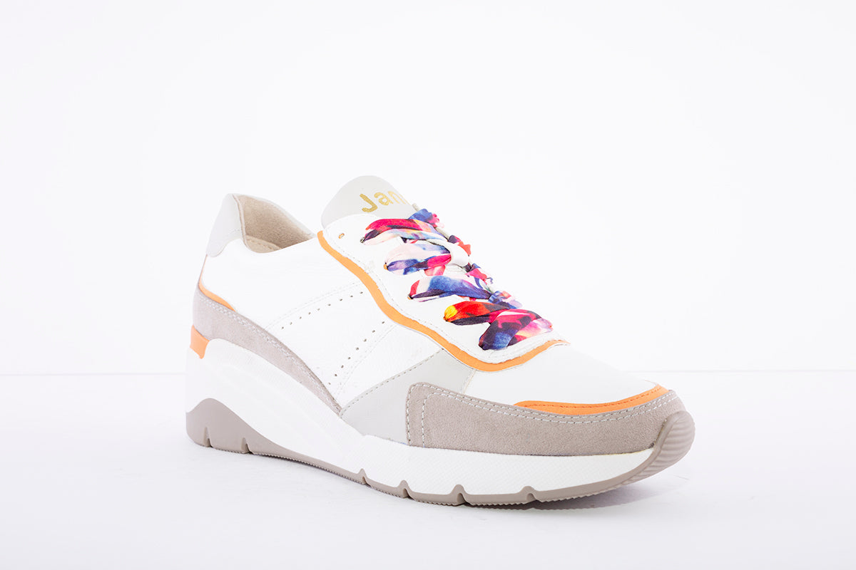 JANA - White Multi Wedge Laced Trainer