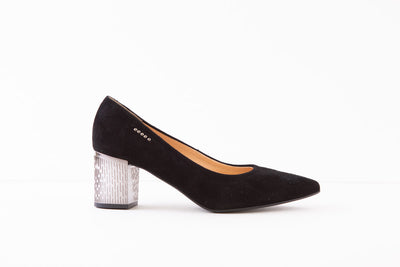 BIOECO - 5671 MEDIUM METAL HEEL COURT SHOE - BLACK SUEDE
