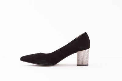 BIOECO - 5671 MEDIUM METAL HEEL COURT SHOE - BLACK SUEDE