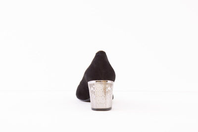 BIOECO - 5671 MEDIUM METAL HEEL COURT SHOE - BLACK SUEDE