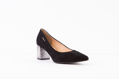 BIOECO - 5671 MEDIUM METAL HEEL COURT SHOE - BLACK SUEDE