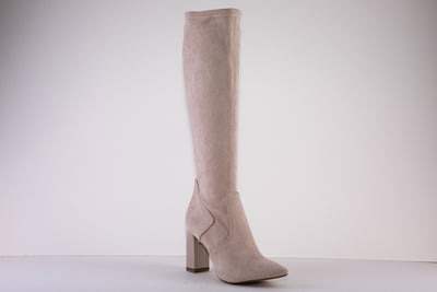 CAPRICE 25514-401 FULL LENGTH HIGH HEEL PULL-ON STRETCH BOOT - BEIGE SUEDE