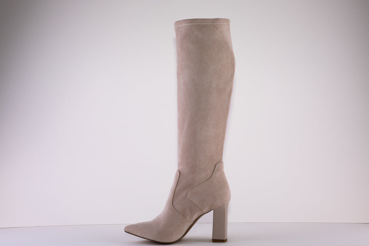 CAPRICE 25514-401 FULL LENGTH HIGH HEEL PULL-ON STRETCH BOOT - BEIGE SUEDE