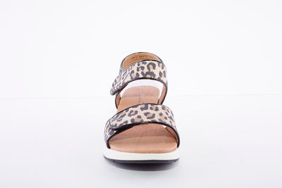 CAPRICE - LOW WEDGE VELCRO SANDAL - LEOPARD PRINT