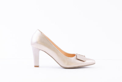 BIOECO - 6267 MEDIUM HEEL COURT SHOE - LIGHT GOLD