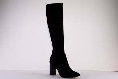 CAPRICE 25514 FULL LENGTH HIGH HEEL PULL-ON STRETCH BOOT - BLACK SUEDE