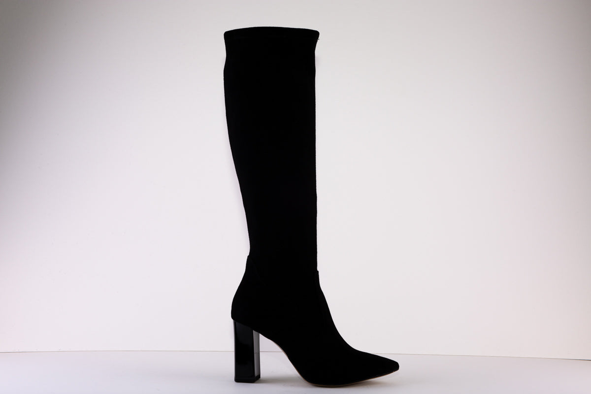CAPRICE 25514 FULL LENGTH HIGH HEEL PULL-ON STRETCH BOOT - BLACK SUEDE