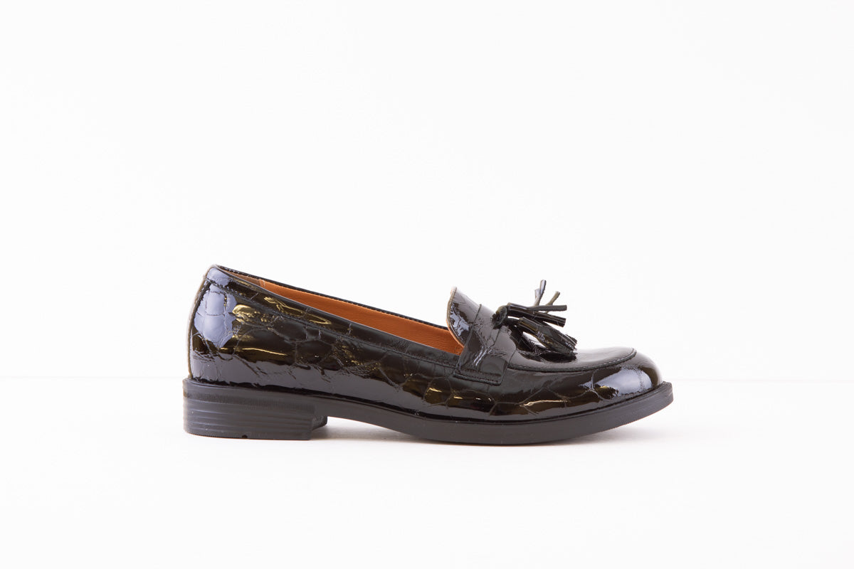 BIOECO 6146 FLAT LOAFER - BLACK PATENT