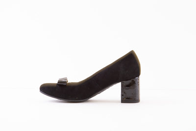 BIOECO 5856 BOCK HEEL COURT SHOE - BLACK SUEDE