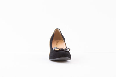 BIOECO 5856 BOCK HEEL COURT SHOE - BLACK SUEDE